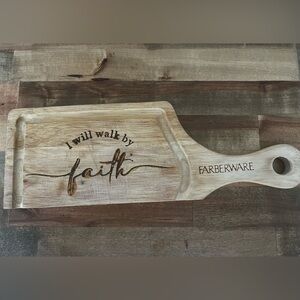 Farberware Natural Wood Serving Paddle with 'I Will Walk By Faith' Engraving